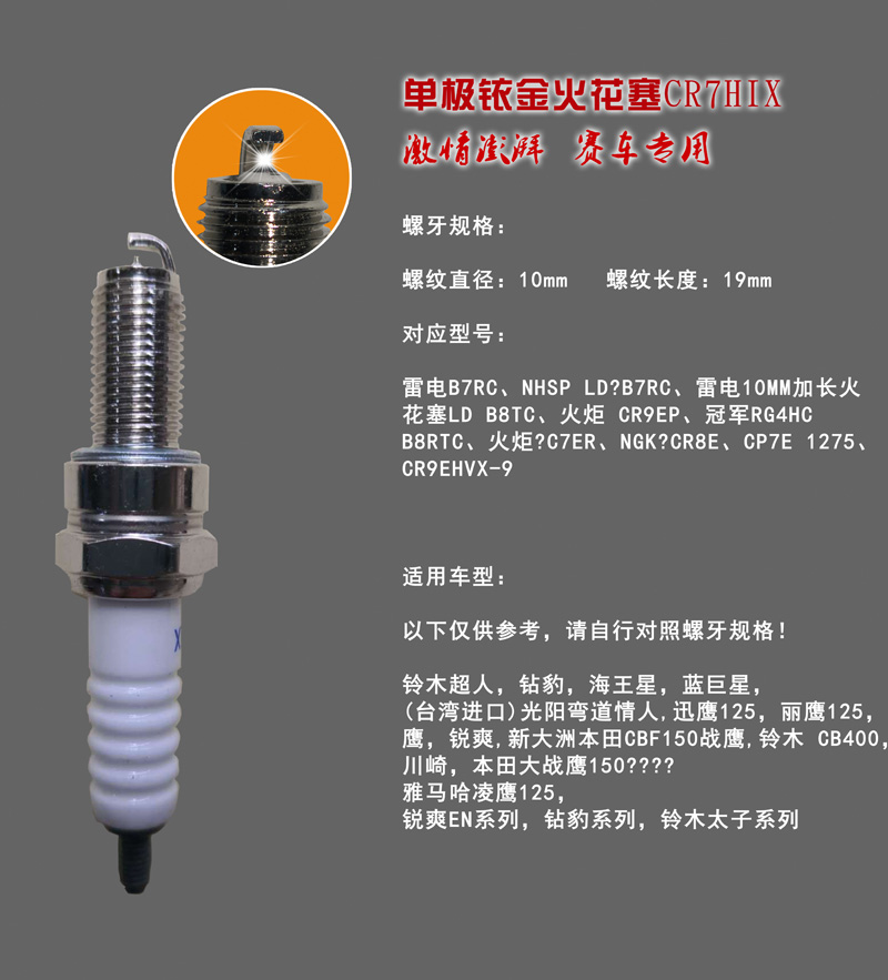 單極銥金火花塞CR7HIX